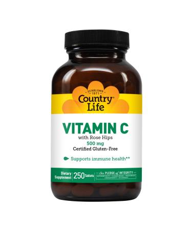 Country Life Vitamin C with Rose Hips 500 mg 250 Tablets