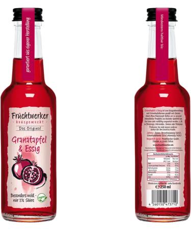 Fruchtwerker Vinegar and Pomegranate Set I Different Varieties I Fruity I Fruit Vinegar I Set Vinegar I Pure Vegetable I Sweet I In Glass Bottles (Pomegranate + Raspberry + Strawberry) - Buy Online on GoSupps.com