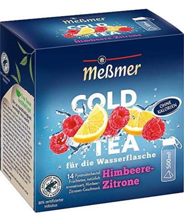 Messmer cold tea raspberry lemon |For the water bottle |Without sugar |Without calories |Alternative to sugary drinks such as lemonade or juice |14 pyramid bag raspberry lemon 14 pyramid bags