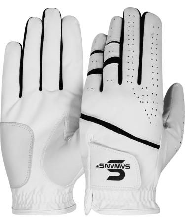 Buy Sawans Premium Golf Gloves for Men - Durable Leather All-Weather Non-Slip Flexible - Left & Right Hand - XL Size - Buy Online on GoSupps.com