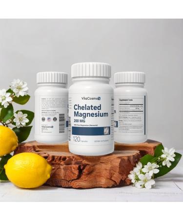 VitaCosmoX Chelated Magnesium Bisglycinate 200mg 120 Vegan Capsules 60 Servings Gluten Free Non-GMO and Vegetarian Friendly - Buy Online on GoSupps.com