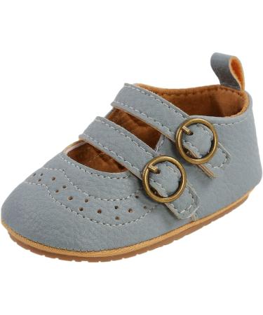Baby Girls First Walking Shoes Mary Jane PU Leather Anti-Slip Princess Shoes - F Blue (0-6 Months) - Buy Online on GoSupps.com