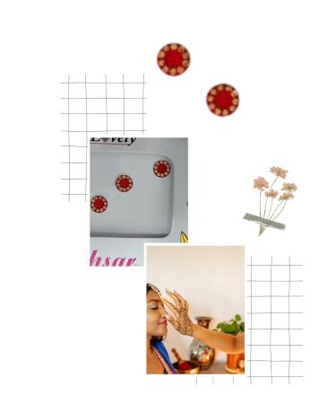 Buy Maroon Round Bindi with Beads Border - Traditional Maroon & Red Bindis for Forehead Decoration | International Shipping Available - Buy Online on GoSupps.com