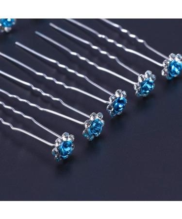 Frcolor 20Pcs Strass Hairpins - Blue Flower Hair Needles for Wedding & Bridal Updos - U-Shaped Hairdress Accessories - Buy Online on GoSupps.com