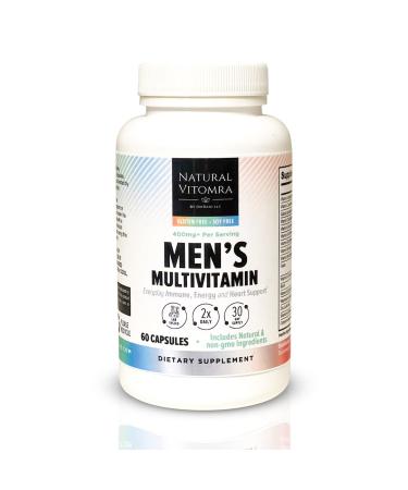 Natural Vitomra Men s Dietary Supplements - Men s Multivitamins with Nutritional Formula| Immune Blend and Male Hormone Support Supplements |400 gm Gluten and Soy Free Capsules| | 60 Capsules