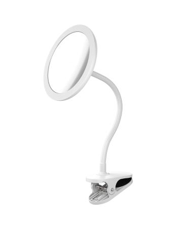 TUSHENGTU 6.5 10x Magnifying Mirror with Lighted Makeup Mirror Clip-on Portability  Adjustable goosenecks  dimmable Intelligent Lighting (White 10X)
