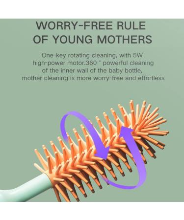 Valink Electric Baby Bottle Brush Set - 4PC Silicone Cleaning Brushes USB Rechargeable Green Includes Flashing Lifter Straw Cleaner - Buy Online on GoSupps.com
