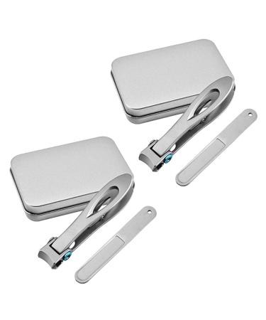 Vadillo 2X Nail Clipper Set Thick Toenail & Fingernail Cutter with Wide Jaw Opening Stainless Steel Kit for Men & Women Silver