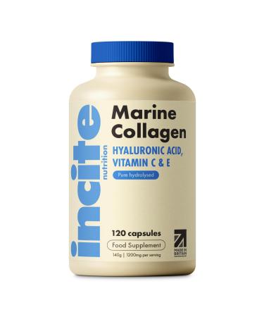 Marine Collagen Supplements for Women & Men 1200mg | 120 High Strength Marine Collagen Capsules | Pure Superior Type 1 Hydrolysed with Hyaluronic Acid Vitamins C E B12 Copper Zinc and Iodine 120 count (Pack of 1) - Buy Online on GoSupps.com