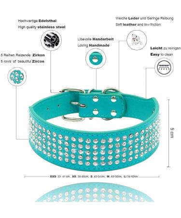 Elegel Leather Dog Collar - Wide Stylish & Safe for All Sizes - Rhinestone Anti-Lost Multiple Colors - Buy Online on GoSupps.com