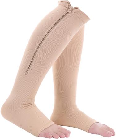 Calves Compression Stockings for Men & Women | Fipelo Compression Socks for Varicose Veins Relief | Breathable Elastic Foot Sleeves (XXL Skin Color) - Buy Online on GoSupps.com