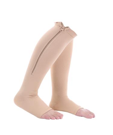 Syrisora Compression Socks Sports Calf Knee Support Varicose Vein Relief Socks (Skin Color) XXL Skin Color
