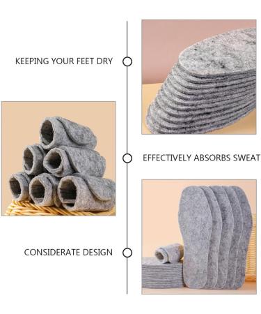 Buy 5 Pairs Wool Shoe Insoles | Winter Warm Felt Inserts for Men & Women | Soft Cushion Boot Insoles - Grey - Buy Online on GoSupps.com