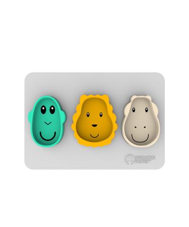 Matchstick Monkey Anti-Slip Animal Puzzle Snack Mat for baby-led weaning Antimicrobial 100 Percent Silicone 100 Percent BPA Free 9 Months Old+ Grey Animal Snack Mat Grey Snack Mat