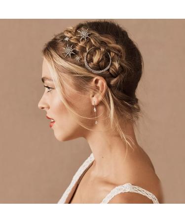 Bartosi Vintage Rhinestone Moon Hairpins Snowflake Star Hair Clip Crystal Decorative Bobby Pins Retro Barrettes Hairpin Side Clip Hair Accessories for Women Girls (Pack of 3) - Buy Online on GoSupps.com