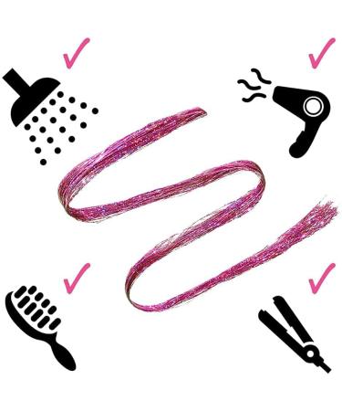 48 Hair Tinsel - 800 Glitter Strands | Shining Pink Fairy Hair Sparkle Extensions | Easy Apply Bling for Parties | HOLOGY HAIR Accessories for Girls - Buy Online on GoSupps.com