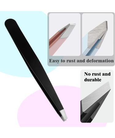 FIVETAS Stainless Steel Flat Tweezers with Case - Precision Eyebrow and Facial Hair Removal Tool for Women & Men (Black) - Buy Online on GoSupps.com