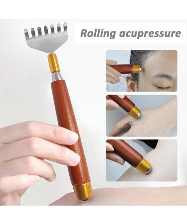Premium Retractable Metal-Back GUA-SHA Massager | Spherical Point Portable Back Scratch Device with Wooden Handle - Unisex - Buy Online on GoSupps.com