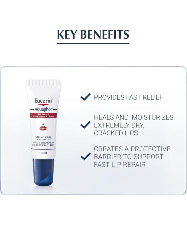 EUCERIN AQUAPHOR Lip Balm Healing Ointment for Extremely Dry Chapped and Cracked Lips 10ml | Aquaphor Lip Repair | Non-Comedogenic lip balm | Fragrance-free lip balm | Recommended by Dermatologists - Buy Online on GoSupps.com