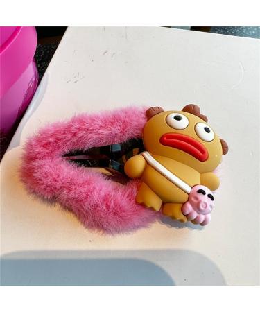 xbiez Cartoon Rubber Clownfish Hair Clip Cute Cloud Shape Snap Hairpin Furry Plush Barrettes Winter Headdress Hair Accessories Pink - Buy Online on GoSupps.com
