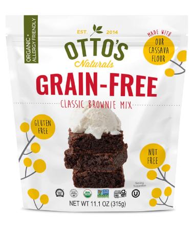 Otto's Naturals Classic Brownie Mix - Organic, Gluten-Free, Nut Free, Non-GMO Verified, Made with Organic Cassava Flour - 11.1 Ounce Bag (Grain Free Classic Brownie Single)
