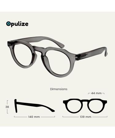 Opulize Rio Blue Light Reading Glasses - Spring Hinges Flattened Frame +2.00 Magnification - Unisex Transparent Medium Gray - Buy Online on GoSupps.com