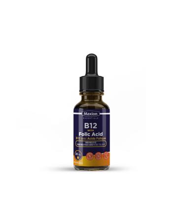 Maxion Vitamin B12 with Folic Acid 1000 mcg to Help Produce Red Blood Cells and Boost Energy Supports Cognitive Function Improved Memory and the Immune System Cherry Flavour 30ml (1)