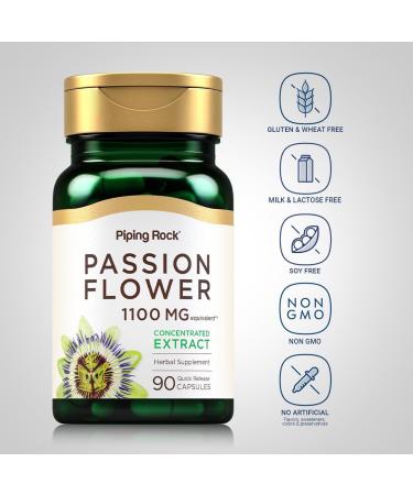 Piping Rock Passion Flower Extract Capsules | 90 Count | Herbal Supplement | Non-GMO Gluten Free - Buy Online on GoSupps.com