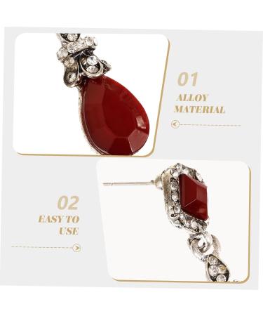 2pcs Clips Pierced Long Women Earring Vintage Ear Black Earrings No mediumx3pcs Redx3pcs - Buy Online on GoSupps.com