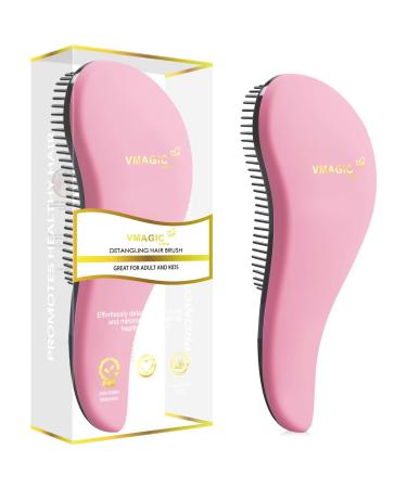 Detangling Brush - glide the Detangler Brush through Tangled hair - Best Brush/Comb for Women Girls Men & Boys - Use in Wet and Dry Hair (Pink)