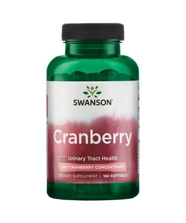 Swanson Cranberry - Supports Urinary Tract Health, Bladder Control, and Promotes Healthy Kidney Function - Cranberry Supplement Made with 20:1 Cranberry Juice Concentrate - (180 Softgels)