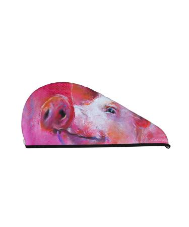 Pink Pig Microfiber Hair Towel Soft Super Absorbent Hair Towel Wrap for Women Coral Velvet Quick Dry Hair Cap for Long Curly and Thick Hair