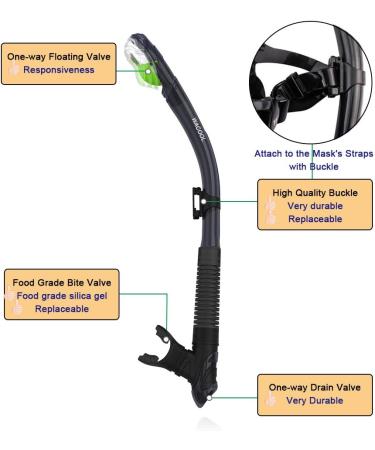 WACOOL Professional Snorkeling Diving Set with Anti-Fog Glass - Adults Black - Buy Online on GoSupps.com