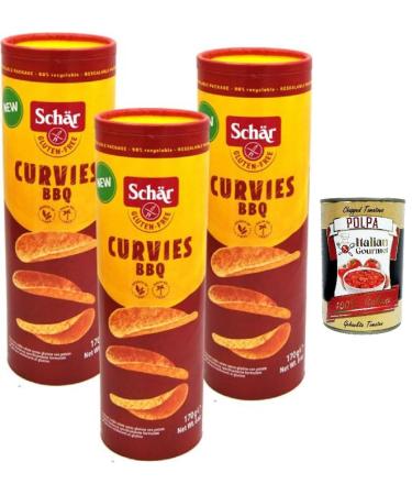 Italian Gourmet E.R. Dr. Schar Curvies Gluten Free BBQ Chips 170g + Italian Gourmet Polpa di Pomodoro 400g Box