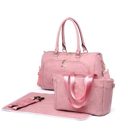 Miss Lulu 4pcs Baby diaper bag baby bag Big diaper diaper bag hospital wrap bag with waterproof wrapping and insulating tasting (pink)