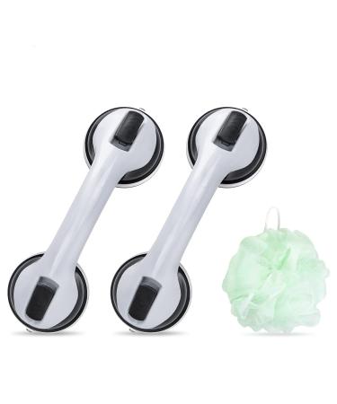 OasisSpace 12 Grab Bars 2 Pack - Shower Handles for Seniors, Elderly, Injury, Handicap - Safety Suction Cups Assist Bath Handle for Bathroom, Non Skid