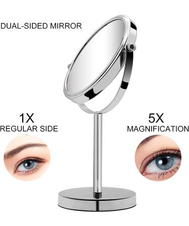 7-Inch Double Sided 1X/5X Magnifying Makeup Mirror with 360 Swivel - Travel Vanity Mirror with Stand - Buy Online on GoSupps.com