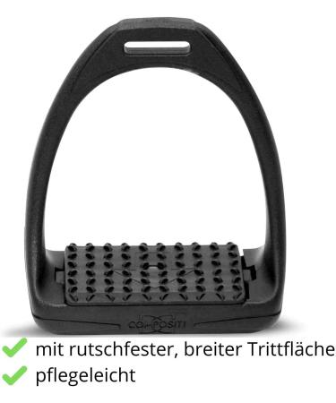 Compositi AMKA Soft Reflex Plastic Stirrup - Black Wide Non-Slip with Flexible Tread for Superior Performance | International Shipping Available - Buy Online on GoSupps.com