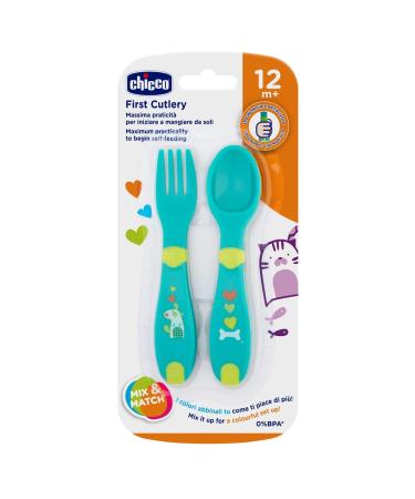 Chicco First Baby Cutlery Set - 12M+ Neutral Green | Safe & Stylish Feeding for Infants - Buy Online on GoSupps.com