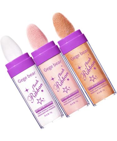Beaupretty Face Glitter 3pcs Highlight Pat Powder Makeup Face Highlighter Makeup Powder Glitter Highlighters Makeup Supply Compact Powder Makeup Glitter for Arm Plastic Fairy Voss