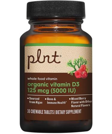 Organic Vitamin D3 a" 125 MCG (5 000 IU) Whole Food Vitamin a" Mixed Berry (30 Chewable Tablets) - Buy Online on GoSupps.com