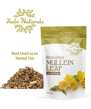 Halo Naturals Mullein Leaf 4 oz - Wildcrafted Cut & Sifted Verbascum thapsus - USA Packaged Resealable Pouch | 4 Ounces (Pack of 1) - Buy Online on GoSupps.com