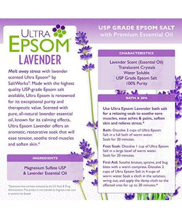 SaltWorks Ultra Epsom Lavender Scented Bath Salt - 5lb Resealable Premium Bag - Buy Online on GoSupps.com