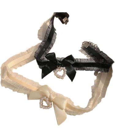 Oralgos Elegant Lace Heart Pendant Necklace for Women - Modern Pearl Collar Chain Decoration - Buy Online on GoSupps.com