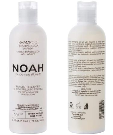 Noah Hair - 1.3 Strengthening Lavender Shampoo with Rosemary Oil - Natural Daily Organic Strengthening Sulphate and Cruelty Free Eco Friendly Vegan Shampoo with Essential Oils - 8.5 fl.oz