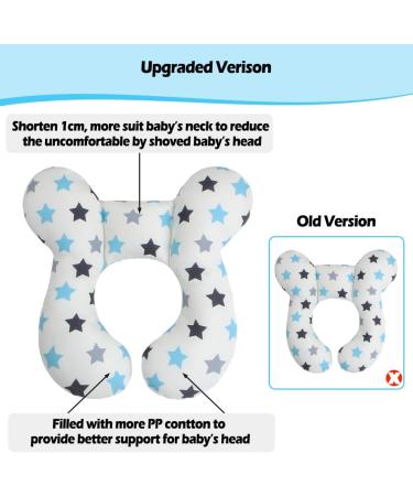 KAKIBLIN Baby Travel Pillow - Neck & Head Support for Car Seat & Pushchair - White Star - Buy Online on GoSupps.com