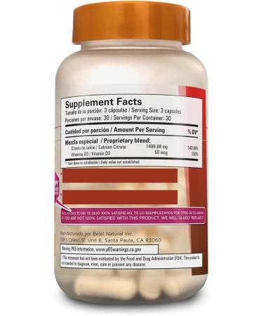 Premium Reinforced Calcium with Vitamin D by Betel Natural - Calcio Reforzado con Vitamina D - 90 Caps - Buy Online on GoSupps.com