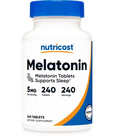 Nutricost Melatonin 5mg 240 Tablets - 5mg Per Serving Non-GMO Gluten Free 240 Count (Pack of 1)