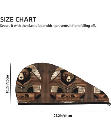 Rustic Lodge Bear Dry Hair Cap for Girls - Soft Super Absorbent Elastic Wrap for Long Thick Hair - Quick Dry Women's Hair Cap - Buy Online on GoSupps.com