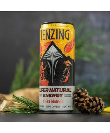  TENZING TENZING Super Natural Energy Drinks Fiery Mango Caffeine 160mg Vitamin D Magnesium Mushrooms Plant-Based Vegan & Gluten Free 12 Count (330ml) - Buy Online on GoSupps.com